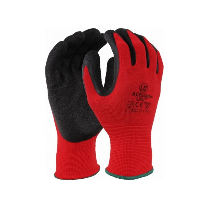 UCi AceGrip Red Contact Heat Resistant Latex Coated Gloves